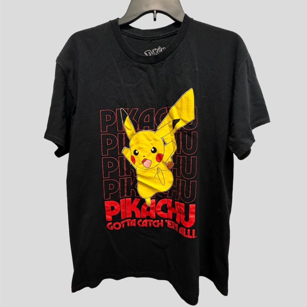 Pokeman  size large Pikachu black tee